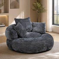 STILVORA Grey Chenille Bean Bag Chair with Armrests