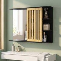STILVORA Bathroom Mirror with Shelves Black