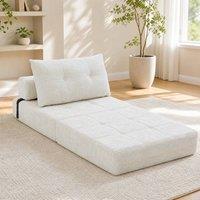 STILVORA Beige Chenille Sofa Bed with Fixing Straps