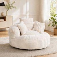 STILVORA Bean Bag Chair with 3 Pillows & Armrests, Beige Corduroy