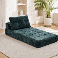 STILVORA Fold-Out Sofa Bed with Chenille Upholstery in Green