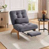 STILVORA Recliner Chair with Adjustable Backrest & Foldable Ottoman in Dark Grey