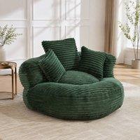 STILVORA Bean Bag Chair with Armrests & 3 Pillows in Green