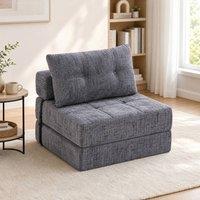 STILVORA Folding Sofa Bed with Chenille Upholstery in Grey