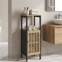 STILVORA Bathroom Storage Unit with Cupboard & Shelves in Black