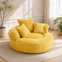 STILVORA Bean Bag Chair with Armrests & 3 Pillows in Yellow