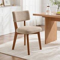 STILVORA Dining Chairs with Solid Wood Frame & Linen Upholstery in Beige