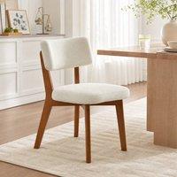 STILVORA Beige Linen Dining Chair with Solid Wood Frame