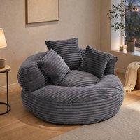 STILVORA Bean Bag Chair with 3 Pillows & Armrests in Dark Grey