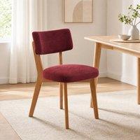 STILVORA Dining Chair with Solid Wood Frame & Linen Upholstery in Red