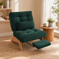 STILVORA Recliner with Adjustable Backrest & Foldable Ottoman in Green