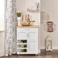 SoBuy Wine Rack 1 Drawer Mobile Functional Serving Cart Kitchen Trolley in White