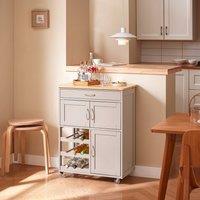 SoBuy Wine Rack 1 Drawer Mobile Functional Serving Cart Kitchen Trolley in Light Grey