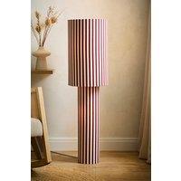 ValueLights Florence Pinstripe Full Fabric Heavy Linen Midi Floor Lamp in Burgundy