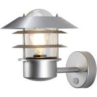 Netlighting Helsingor 1 Light Outdoor Lantern Light Silver with PIR Motion Sensor IP44 E27