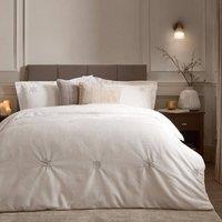 Paoletti Frosted Snowflake Embroidered Fleece Duvet Cover Set in White | Size: Super King