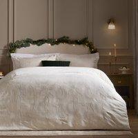 Paoletti Winter Wreath Jacquard Duvet Cover Set in White | Size: Super King