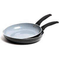MasterClass 2pc Ceramic Non-Stick Frying Pan Set with 2x Induction-Safe Frying Pans, 26cm & 28cm in Black