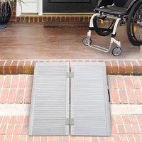 HOMCOM 2ft/3ft/4ft Aluminium Folding Wheelchair Ramp Equipment Mobility Suitcase in Silver | Size: Large
