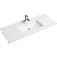 Limoge 4001A Ceramic 120cm x 45cm Thin-Edge Inset Basin with Scooped Bowl in White | Size: 120 cm x 45 cm