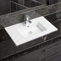 Limoge 4012 Ceramic 80cm x 45cm Thin-Edge Inset Basin with Rectangular Bowl in White | Size: 80 cm x 45 cm