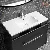 Limoge 5001 Ceramic 100cm x 45cm Mid-Edge Inset Basin with Scooped Bowl in White | Size: 100 cm x 45 cm
