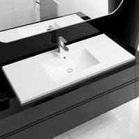 Limoge 5001 Ceramic 120cm x 45cm Mid-Edge Inset Basin with Scooped Bowl in White | Size: 120 cm x 45 cm
