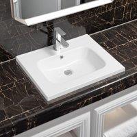 Limoge 5414 Ceramic 60cm x 45cm Mid-Edge Inset Basin with Oval Bowl in White | Size: 60 cm x 45 cm