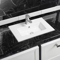 Limoge 4024A Ceramic 60cm x 35cm Thin-Edge Inset Basin with Rectangular Bowl in White | Size: 60 cm x 35 cm