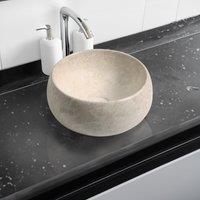 Limoge 7812 Ceramic 40cm Domed Round Countertop Basin in Stone Effect in Grey