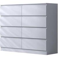 FWStyle Stora White 8 Drawer Modern Chest Of Drawers Extra Deep Storage Space