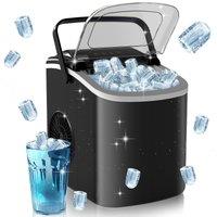 HOMCOM Ice Maker w/ Ice Scoop Basket 12Kg in 24 Hrs 9 Cubes Ready in 6-12Mins in Black