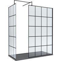 Balterley 8mm Glass Wetroom Screens Frame Design & Tray 1700 x 900mm in Black