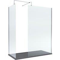 Balterley 8mm Glass Wetroom Screens Chrome & Slate Grey Tray 1700 x 900mm in Silver
