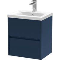 Balterley Wall Hung 2 Drawer Vanity Unit & Ceramic Basin, 500mm - Midnight Blue