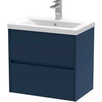 Balterley Wall Hung 2 Drawer Vanity Unit & Ceramic Basin, 600mm - Midnight Blue