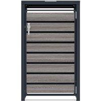 Monstershop Single Wheelie Bin Metal Storage - Anthracite Grey Wood