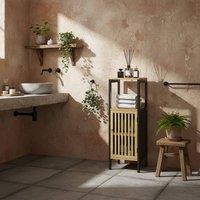 Wyld Haus Lettari Retro Bamboo Blend Bathroom Storage Cabinet Black & Natural