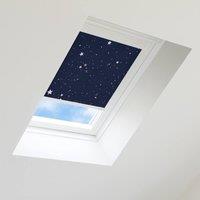 Bloc Blinds Blackout Blind for Velux Roof Window - Night Sky in White | Size: CK02