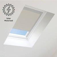 Bloc Blinds Solar Powered Blackout Blind for Velux Roof Windows - Light Grey in Silver | Size: S08