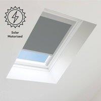 Bloc Blinds Solar Powered Blackout Blind for Velux Roof Windows - Dark Grey in Silver | Size: C04
