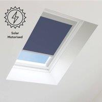 Bloc Blinds Solar Powered Blackout Blind for Velux Roof Windows - Navy in Silver | Size: C04