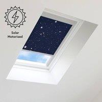 Bloc Blinds Solar Powered Blackout Blind for Velux Roof Windows - Night Sky in Silver | Size: PK10