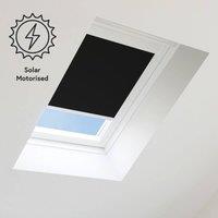Bloc Blinds Solar Powered Blackout Blind for Velux Roof Windows - Black in White | Size: S06
