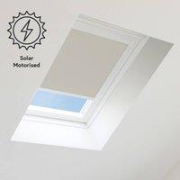 Bloc Blinds Solar Powered Blackout Blind for Velux Roof Windows - Light Grey in White | Size: 104
