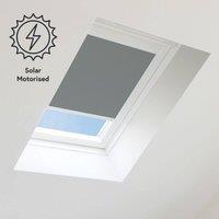 Bloc Blinds Solar Powered Blackout Blind for Velux Roof Windows - Dark Grey in White | Size: U08