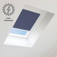 Bloc Blinds Solar Powered Blackout Blind for Velux Roof Windows - Navy in White | Size: C02