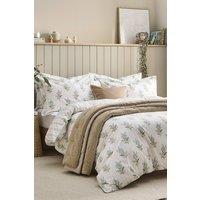 CHRISTY 'Blossom' Floral Striped Reversible Cotton Percale Duvet Cover Set in White | Size: Single