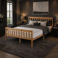 Aspire Bramford Solid Wood Bed Frame & Memory Foam Mattress Set in Natural | Size: King