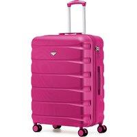 Flight Knight Lightweight ABS Hard Case Medium Suitcase Check-In Size 25 in Pink